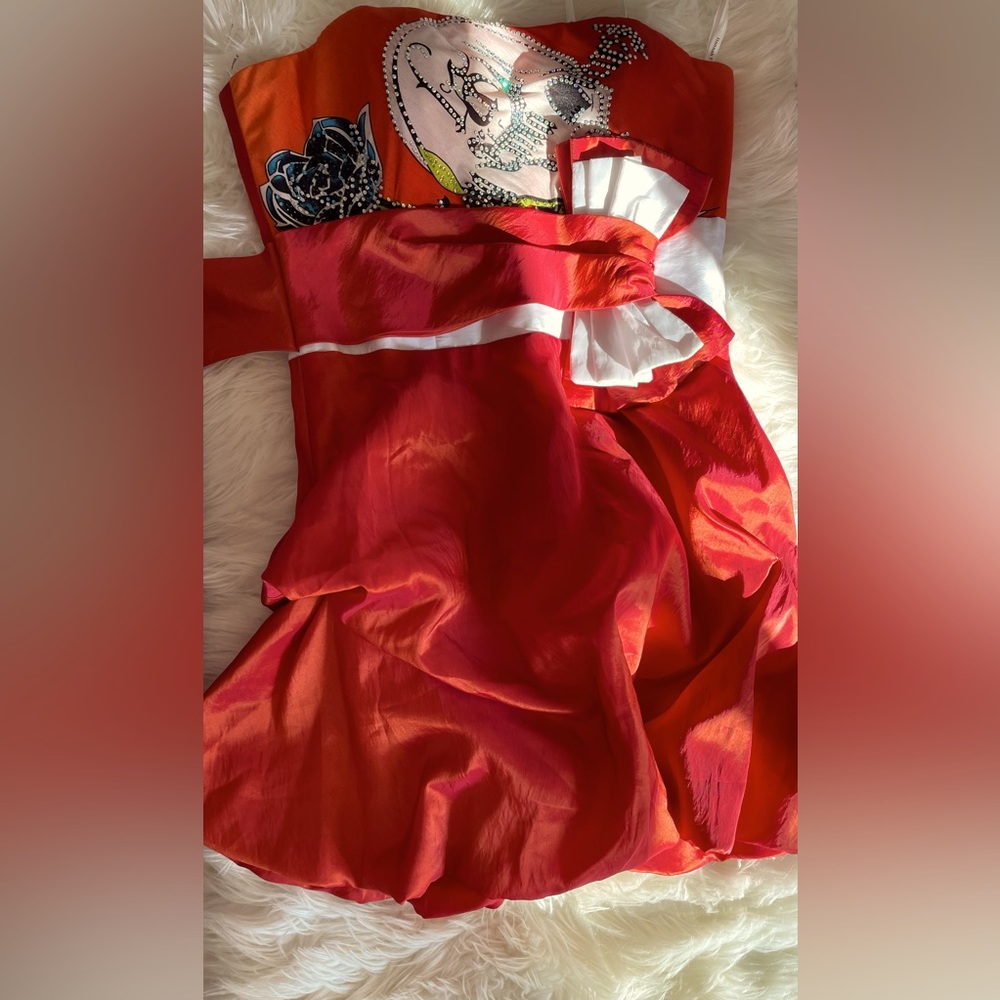 NWT Orange Puffy Prom Dress